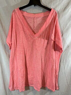 Lane Bryant Women’s 3X (26/28) Pink Neon Heathered Short Sleeve Blouse